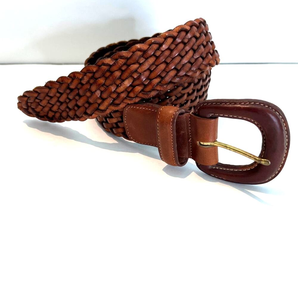 Coach Women Belt Size Medium Leather Mesh Belt British Tan 3851